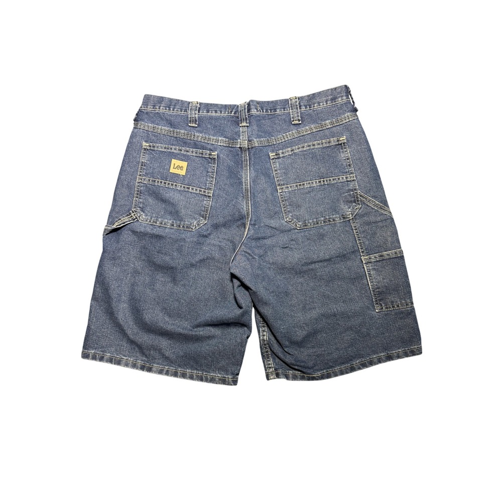 Lee Dungarees Mens Carpenter Denim Shorts Blue Medium Wash Size 34 Hammer Loop